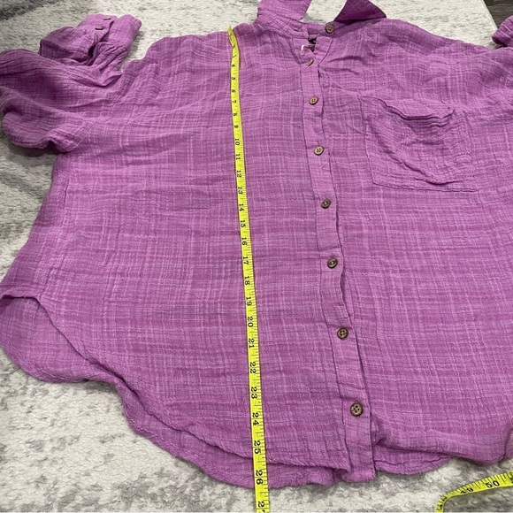 Free People Purple Plaid Button Down Long Sleeve - Picture 11 of 11
